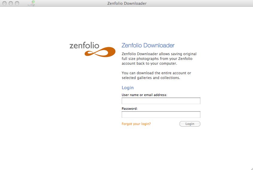 Zenfolio Downloader 1.1 : Main window