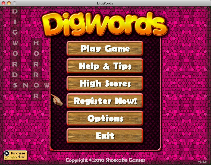 DigWords 1.0 : Main menu