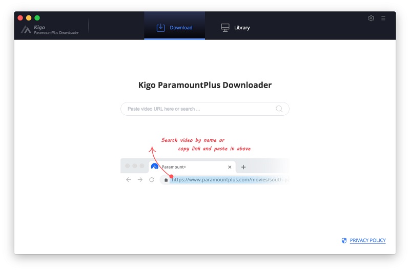Kigo ParamountPlus Video Downloader for Mac 1.2 : Main Window