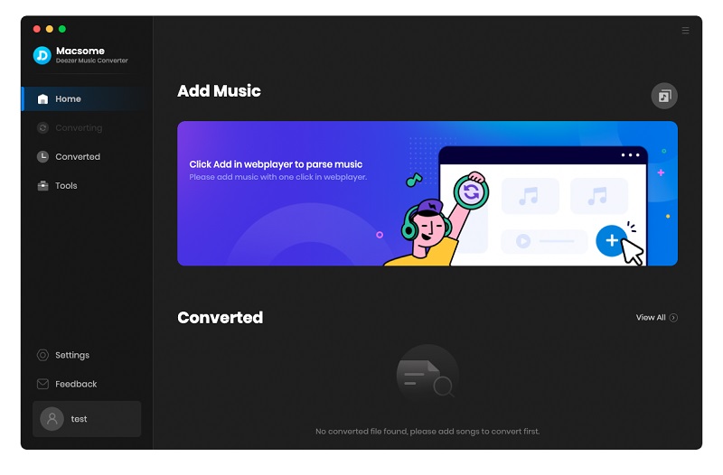 Macsome Deezer Music Converter for Mac 2.0 : Main Window