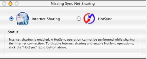 Missing Sync Net Sharing 1.0 : Main window