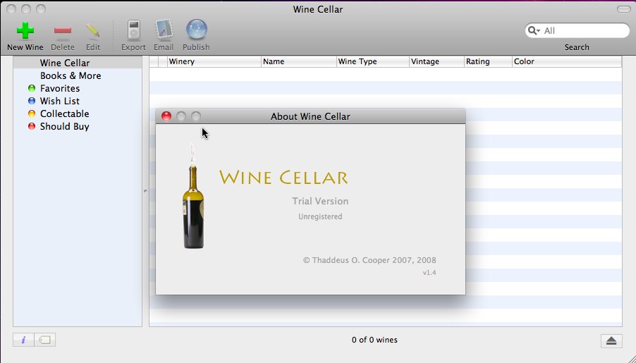 WineCellar 1.4 : Main window