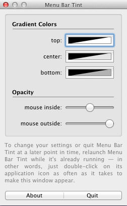 Menu Bar Tint 1.0 : Main Window