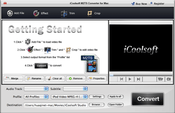 iCoolsoft M2TS Converter for Mac 3.1 : General view