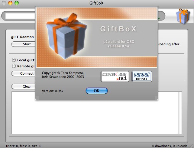 GiftBoX 0.9 : Main window