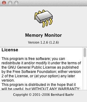 Memory Monitor 1.2 : About window