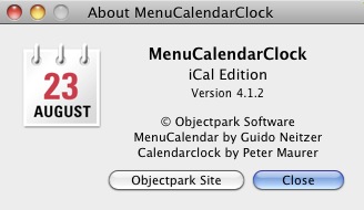 MenuCalendarClock iCal 4.1 : About window