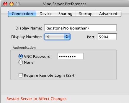 Vine Server 3.0 : Main interface