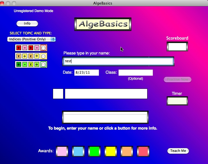 AlgeBasics (Mac OS X) 5.0 : Main windows