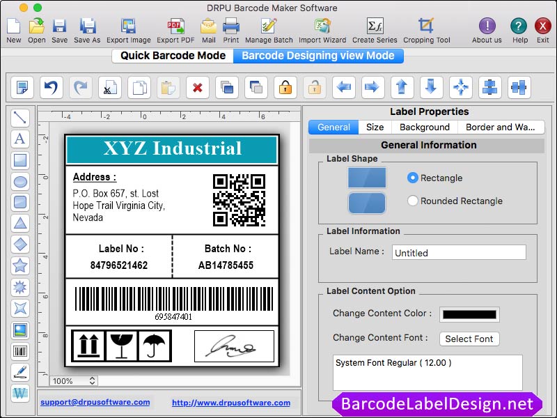 Barcode Label Maker Software for Mac OS 4.4 : Main Window