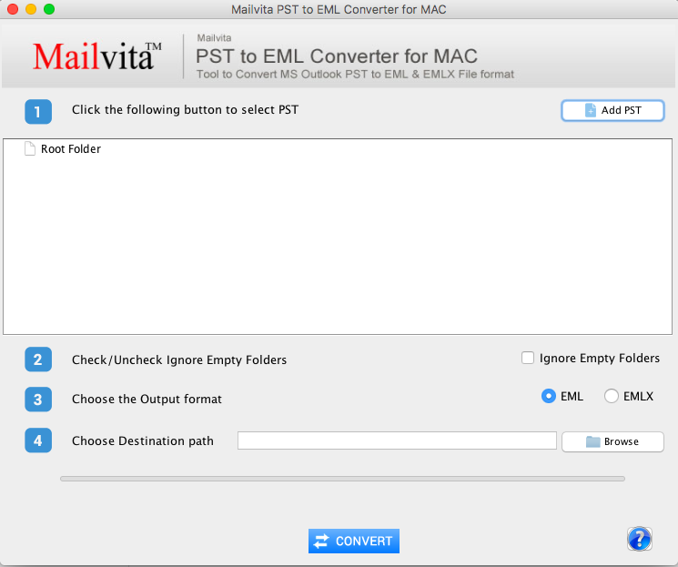 MailVita PST to EML Converter for Mac 1.0 : Main Window