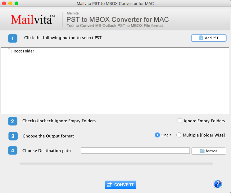 MailVita PST to MBOX Converter for Mac 1.0 : Main Window
