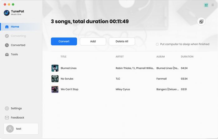TunePat Music One for Mac 1.3 : Main Window