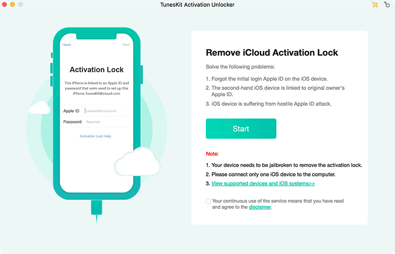 TunesKit Activation Unlocker for Mac 2.0 : Main Window