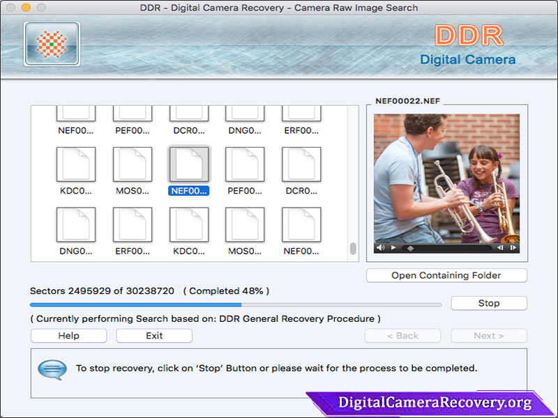 Digital Camera Recovery Software for Mac 6.8 : Main Window