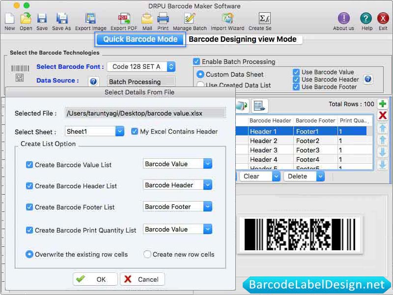 Mac Barcode Software - Corporate Edition 8.2 : Main Window