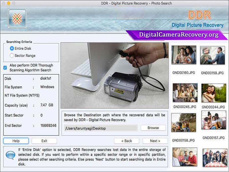 Digital Picture Recovery Software for Mac 7.3 : Main Window