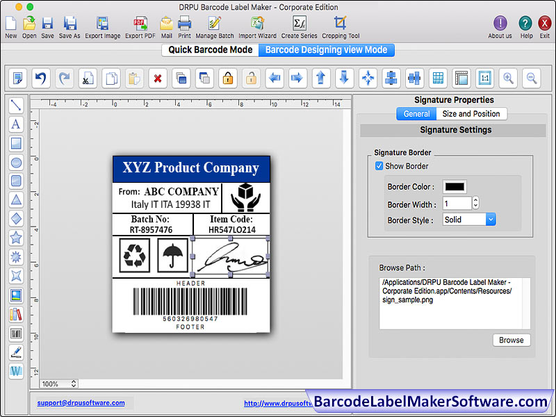 Barcode Label Maker Software for Mac 7.7 : Main Window