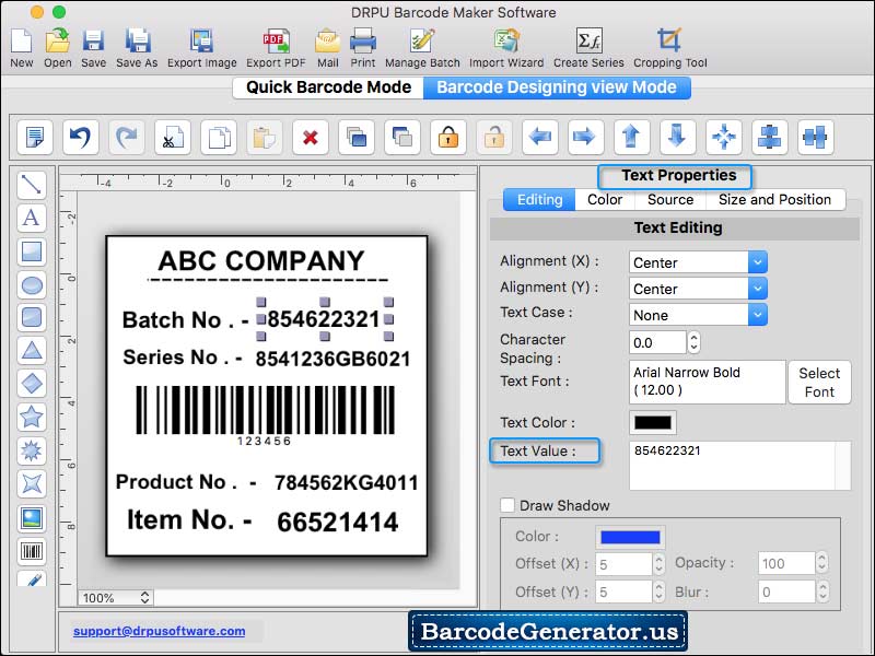 MAC Barcode Generator - Standard Edition 6.2 : Main Window