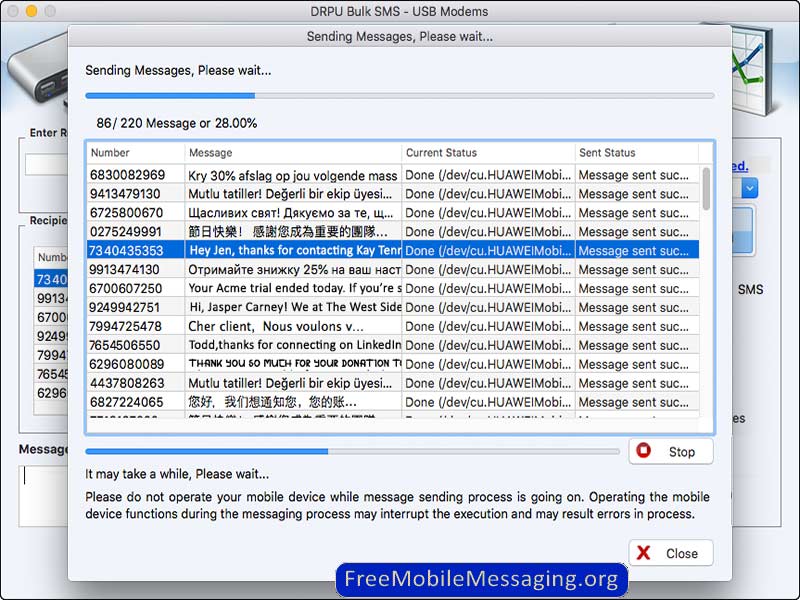 Mac Bulk SMS Software 6.3 : Main Window