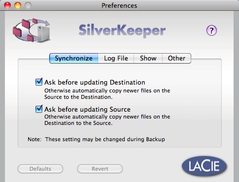 SilverKeeper : Preferences window