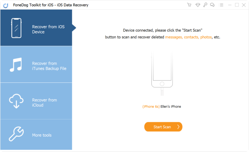 FoneDog Toolkit - iOS Data Recovery for Mac 2.1 : Main Window