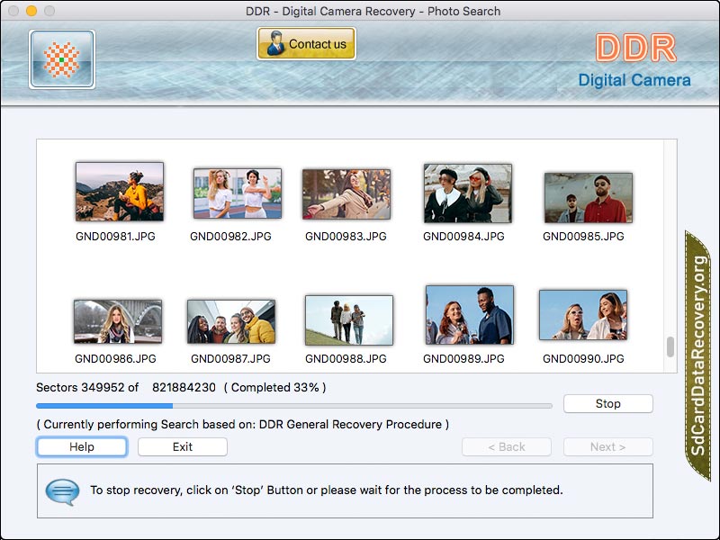 MAC Digital Camera Data Recovery Software 9.9 : Main Window