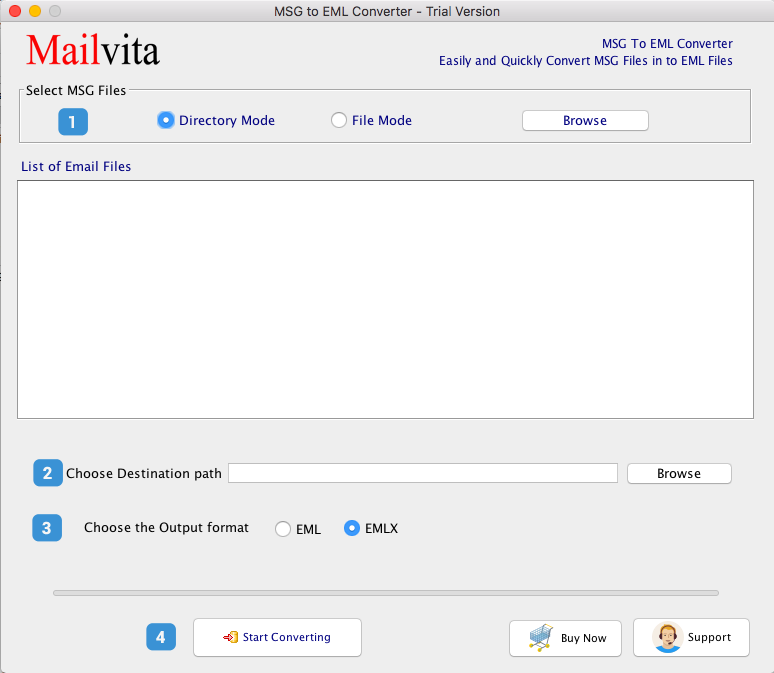 MailVita MSG to EML Converter for Mac 1.0 : Main Window