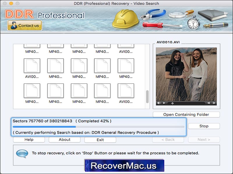 Recover Mac Professional Software 7.8 : Main Window