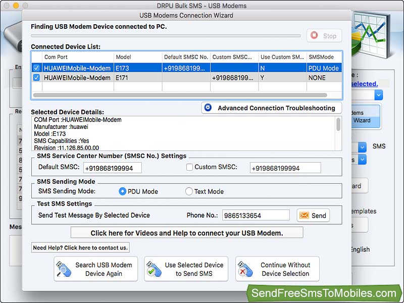Mac Bulk SMS Software for USB Modems 6.2 : Main Window