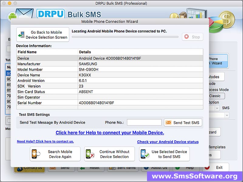 Mac Bulk SMS Software 10.3 : Main Window
