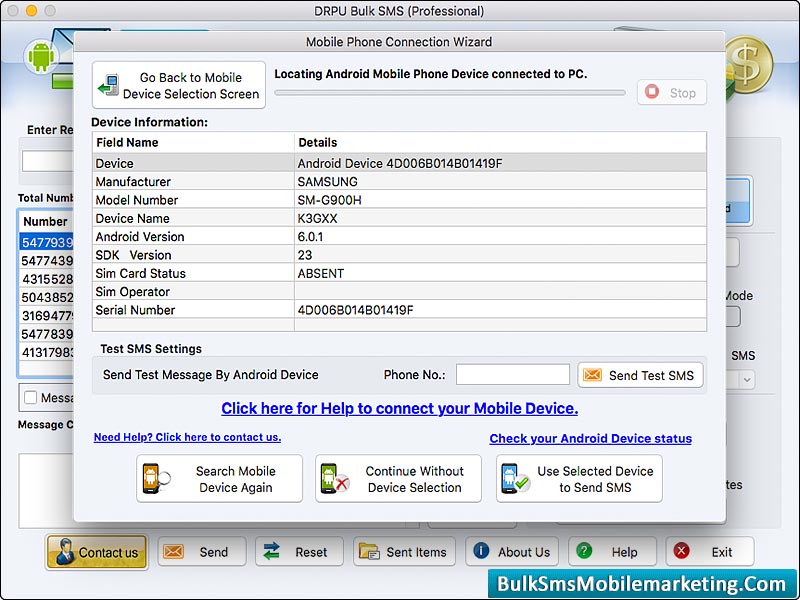 Mac Bulk SMS Mobile Marketing - Professional 8.3 : Main Window