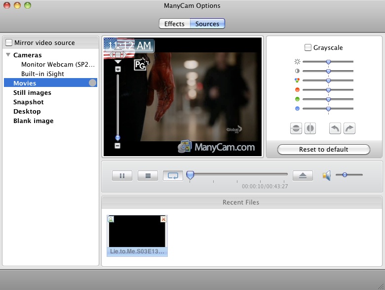 ManyCam 1.0 : Video used as input