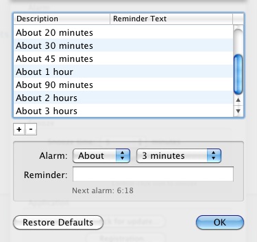 TinyAlarm 1.4 : Edit alarms