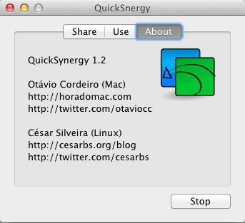 QuickSynergy 1.2 : About screen