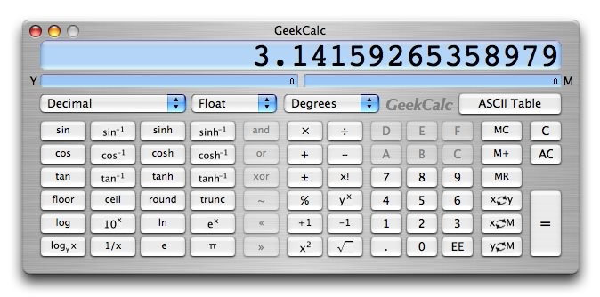 GeekCalc 1.0 : Main window