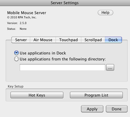 Air Mouse Server 2.5 : Dock