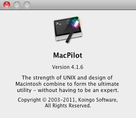 Mac Pilot 4.1 : About window