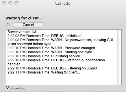 CalTodo Server 1.3 : Main window
