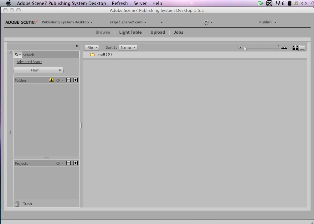 Adobe Scene7 Publishing System Desktop 1.5 : Main window