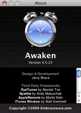 Awaken 4.0 : About window