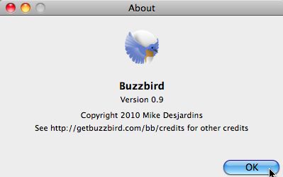 Buzzbird 0.9 : Main window