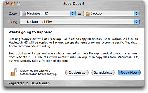 SuperDuper! 2.6 : Main interface
