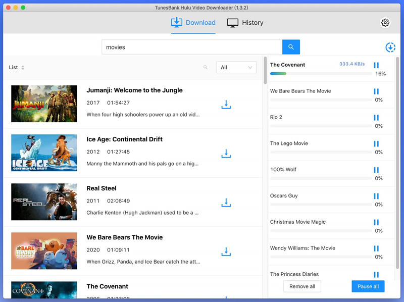 TunesBank Hulu Video Downloader Mac 1.3 : Main Window