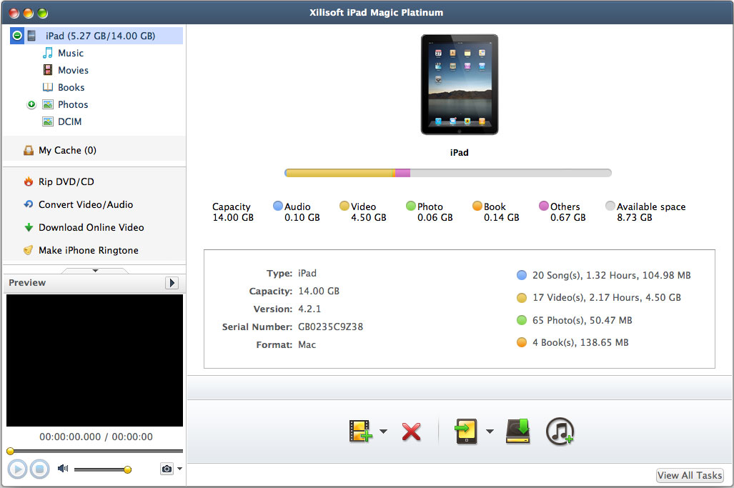 Xilisoft iPad Magic 4.0 : Main Window