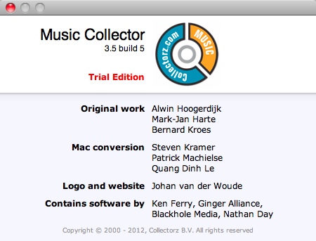 Music Collector 3.5 : About Window