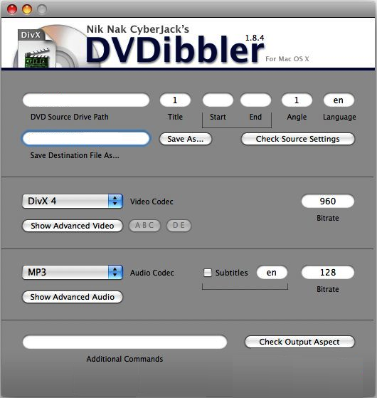 DVDibbler 1.8 : Main window