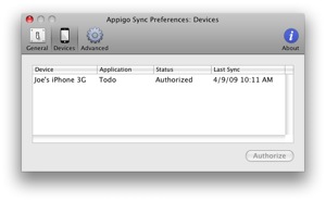 Appigo Sync 2.0 : Main window