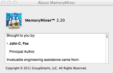 MemoryMiner 2.2 : About Window