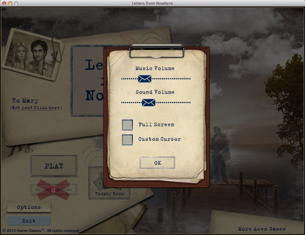 Letters From Nowhere 1.4 : Game Options